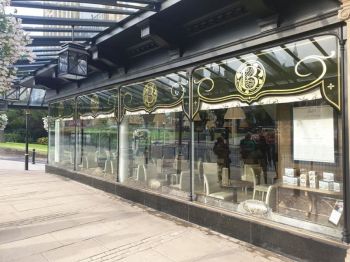 1. Clear external 175 micron safety/security film installed Bettys Cafe - Harrogate