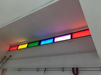 2. Translucent coloured vinyls installed to skylights Pity Me Day Care Centre