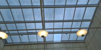 1. Blue reflective 15 to replacement panes for reception area roof at The Automotive Partnership in Royston