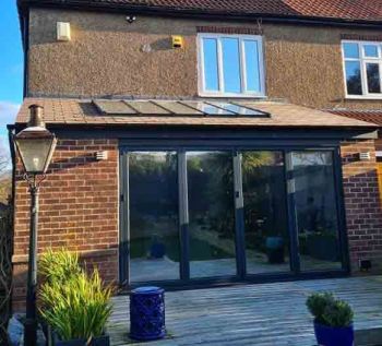 1. Oneway privacy safety combination film to bi-fold doors and bedroom glazing, privacy frost to door and surround in Whickham